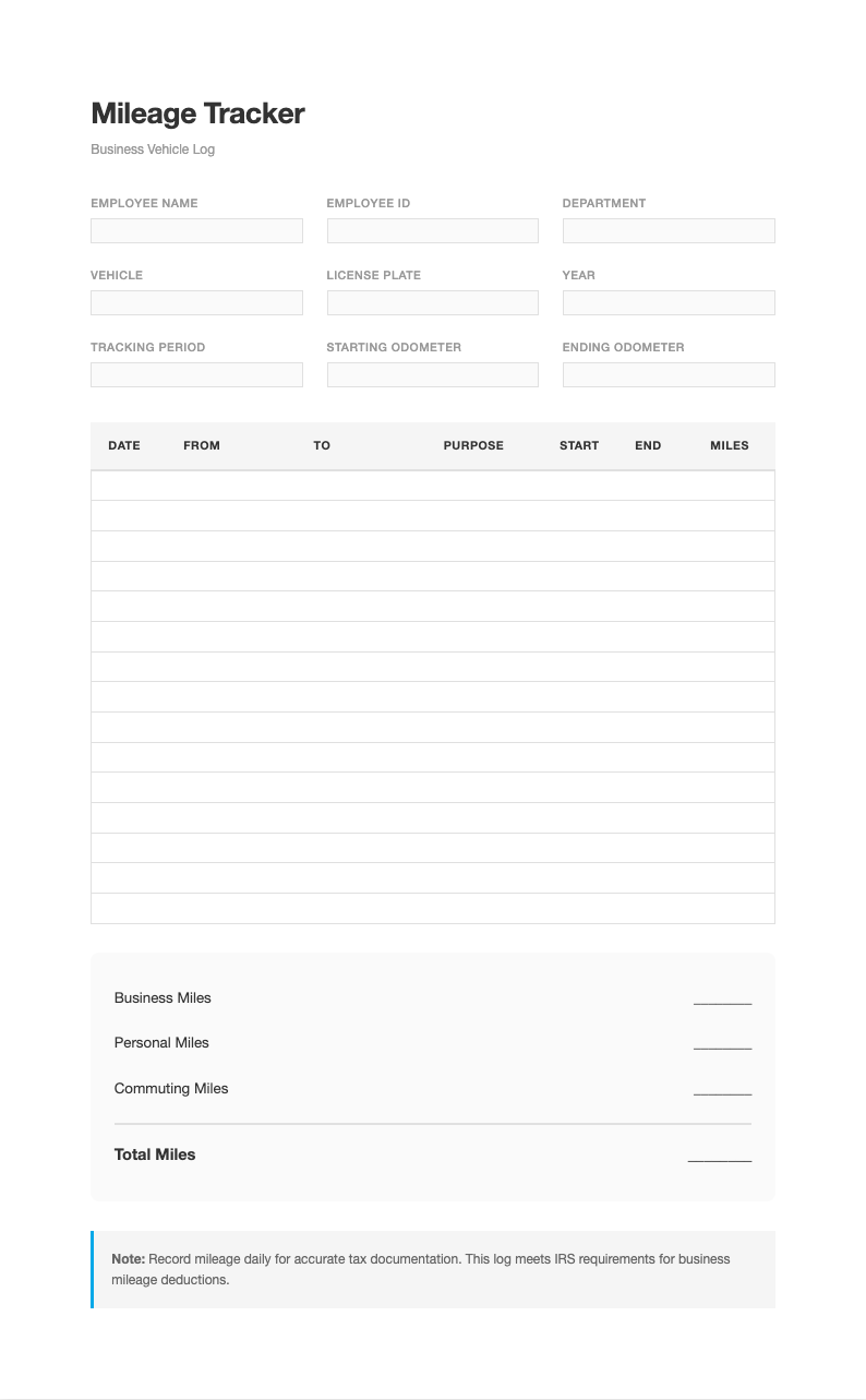 Modern minimalist mileage tracker